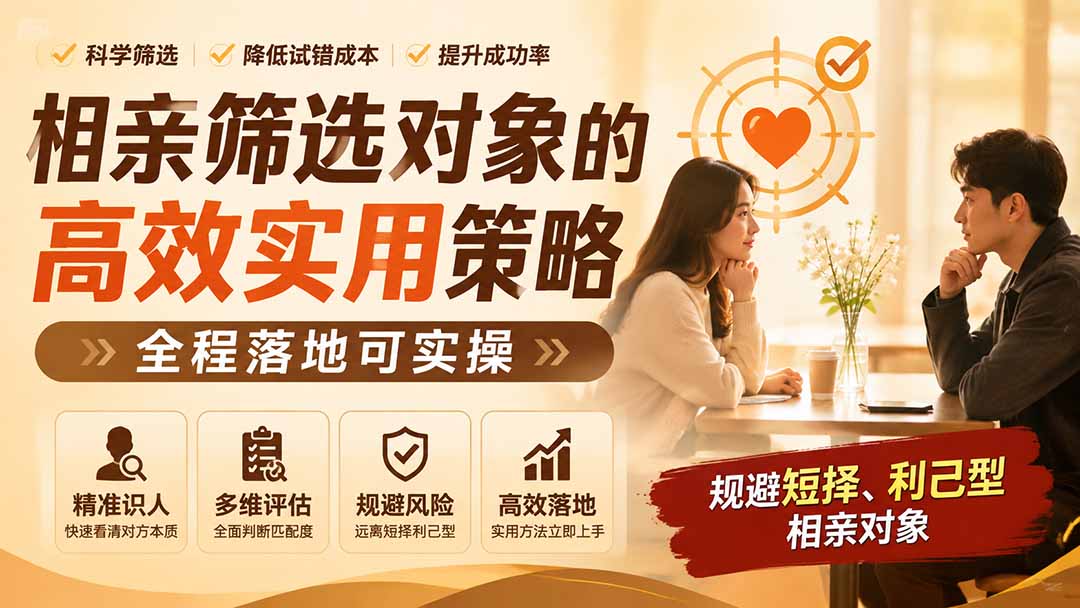付费文章：相亲筛选对象的高效实用策略，全程落地可实操，规避短择、利己型相亲对象-龙部落