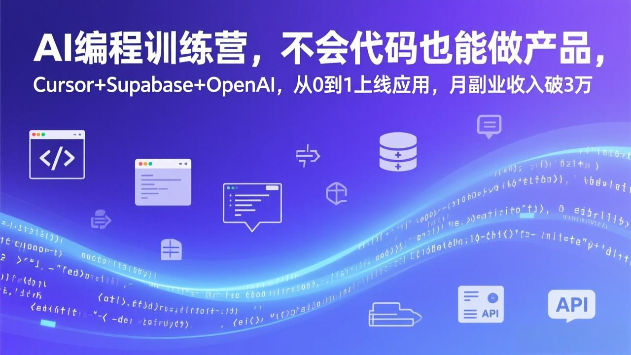 AI编程训练营，不会代码也能做产品，Cursor+Supabase+OpenAI，从0到1上线应用，月副业收入破3万-龙部落