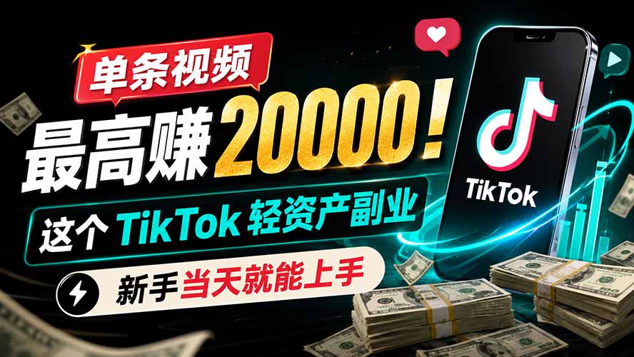 单条视频最高赚 20000!这个 TikTok 轻资产副业,新手当天就能上手-龙部落