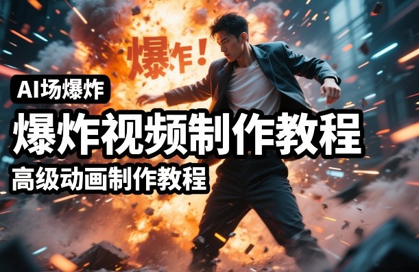 AI场景爆炸视频制作教程，利用人物实拍视频制作出高级的动画特效-龙部落
