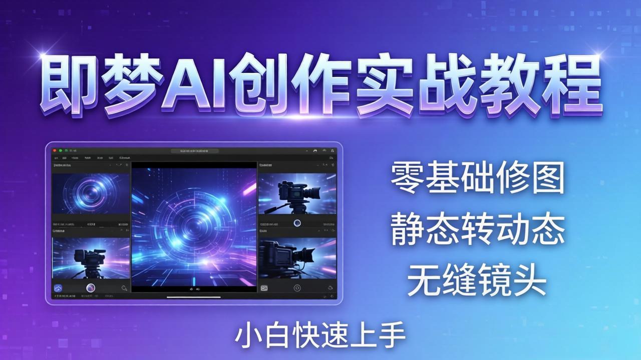 即梦AI创作实战教程，从零基础修图到AI导演，实战教学静态转动态+无缝镜头，小白快速上手-龙部落