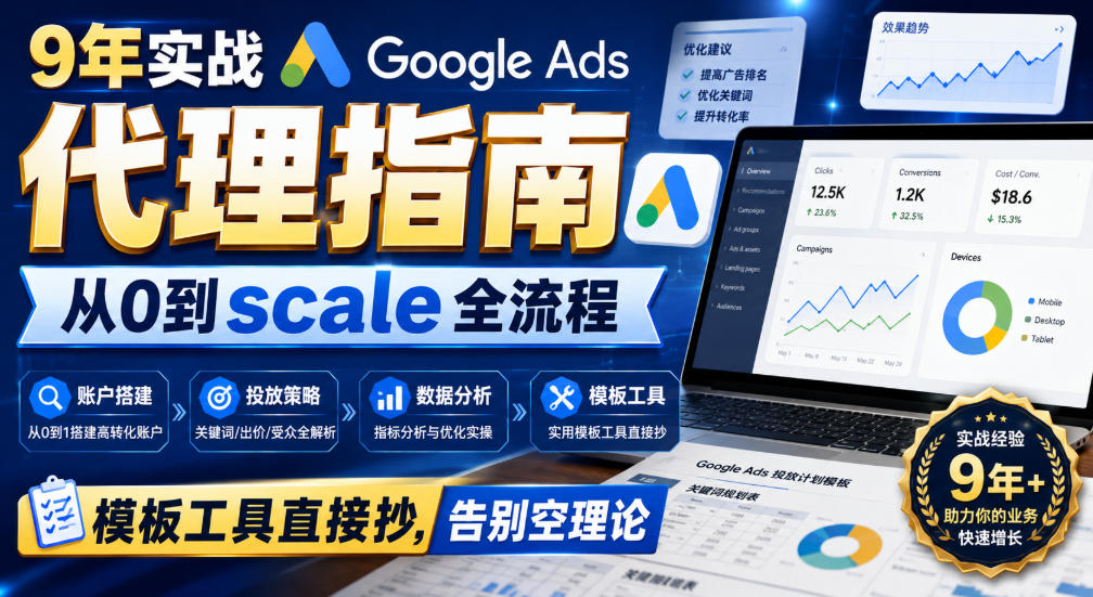 9年实战Google Ads代理指南:从0到scale全流程,模板工具直接抄,告别空理论【原创双语字幕】-龙部落