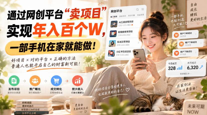 （20445期）通过网创平台“卖项目”实现年入百万，一部手机在家就能做！-龙部落