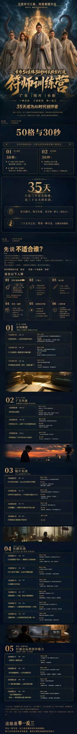 (20179期)符师训练营-35天成为AI时代创作者,广告+短片+漫剧+智能体四大实战方向,掌握从创意到上线的完整工作流-龙部落