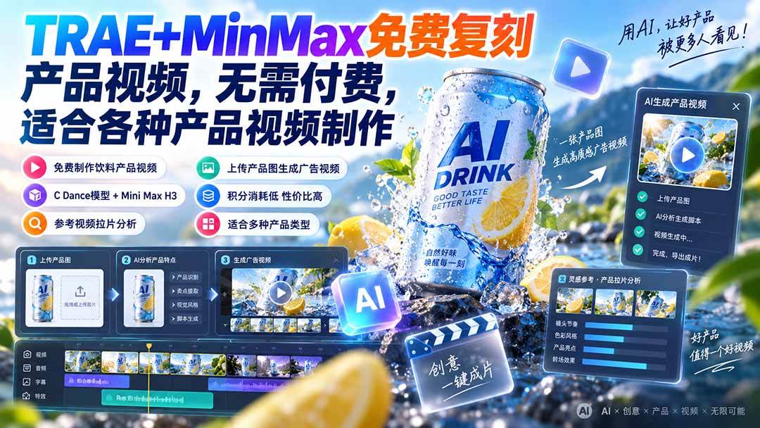 (20362期)TRAE+MinMax免费复刻产品视频,无需付费,适合各种产品视频制作-龙部落
