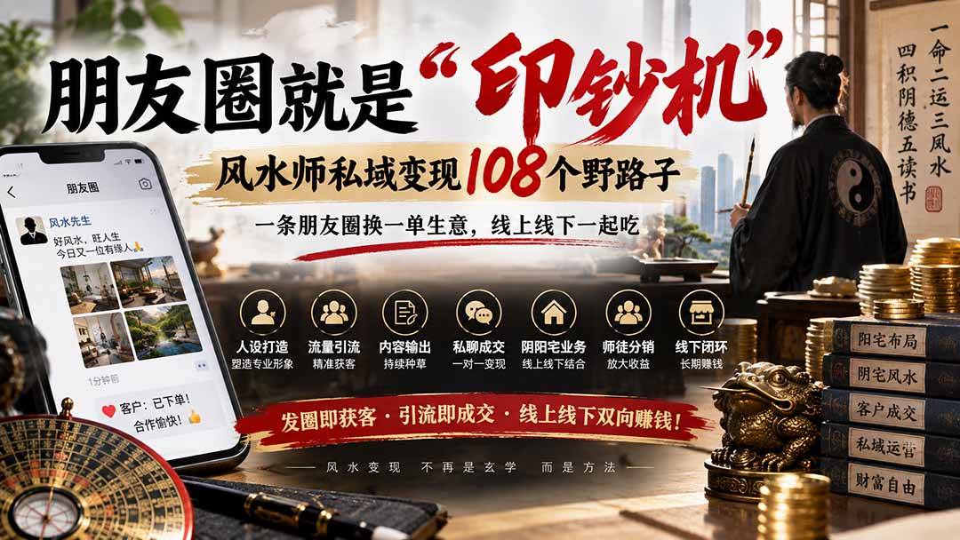 （20464期）朋友圈就是“印钞机”，风水师私域变现108个野路子，一条朋友圈换一单生意，线上线下一起吃【文档】-龙部落