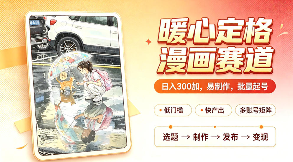 暖心定格漫画赛道，日入300、易制作，批量起号，详细拆解，全程无废话-龙部落