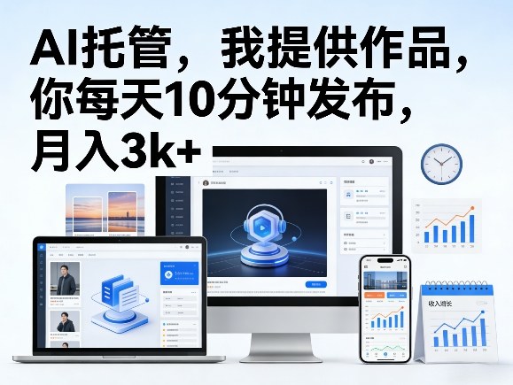 公众号AI托管，我提供作品，你每天10分钟发布，月入3k+【揭秘】-龙部落