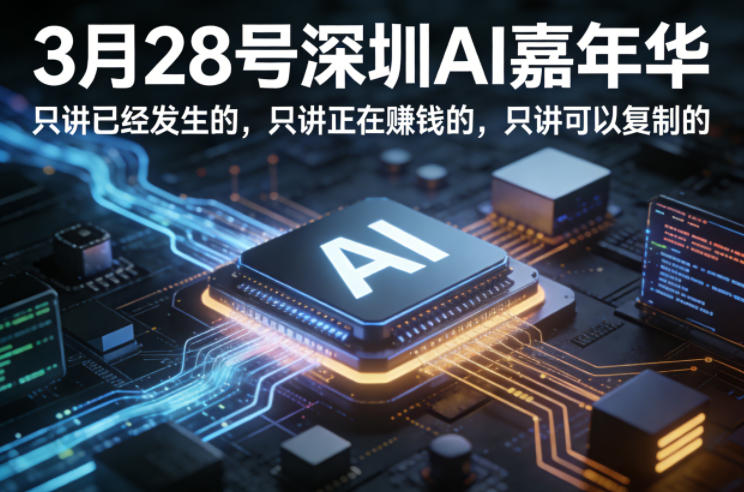 3月28号深圳AI嘉年华，只讲已经发生的，只讲正在賺钱的，只讲可以复制的-龙部落
