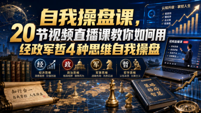 【无水印】自我操盘课,20节视频直播课教你如何用经政军哲4种思维自我操盘(更新0924)-龙部落