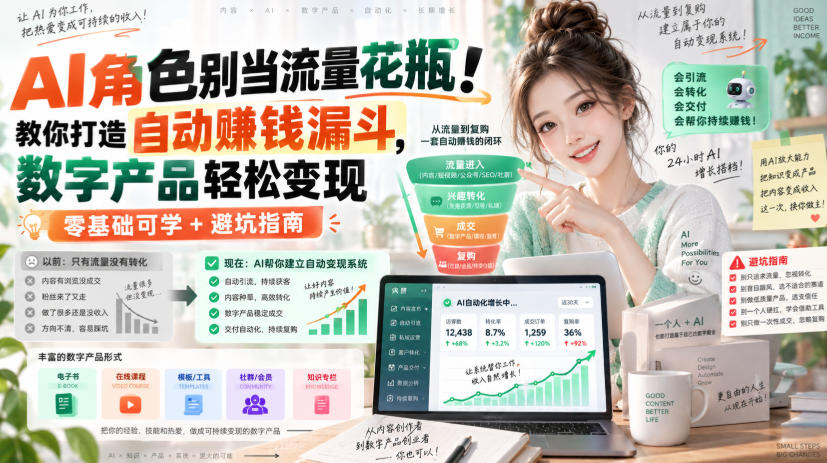 AI角色别当流量花瓶！教你打造自动賺钱漏斗，数字产品轻松变现（零基础可学+避坑指南）【原创双语字幕】-龙部落