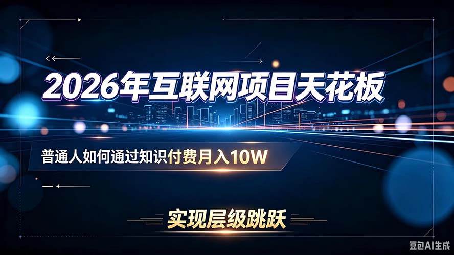 （20150期）2026年互联网项目天花板：普通人如何通过知识付费月入10W，实现层级跳跃-龙部落