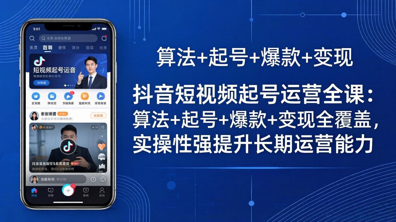 抖音短视频起号运营全课：算法+起号+爆款+变现全覆盖，实操性强提升长期运营能力-龙部落