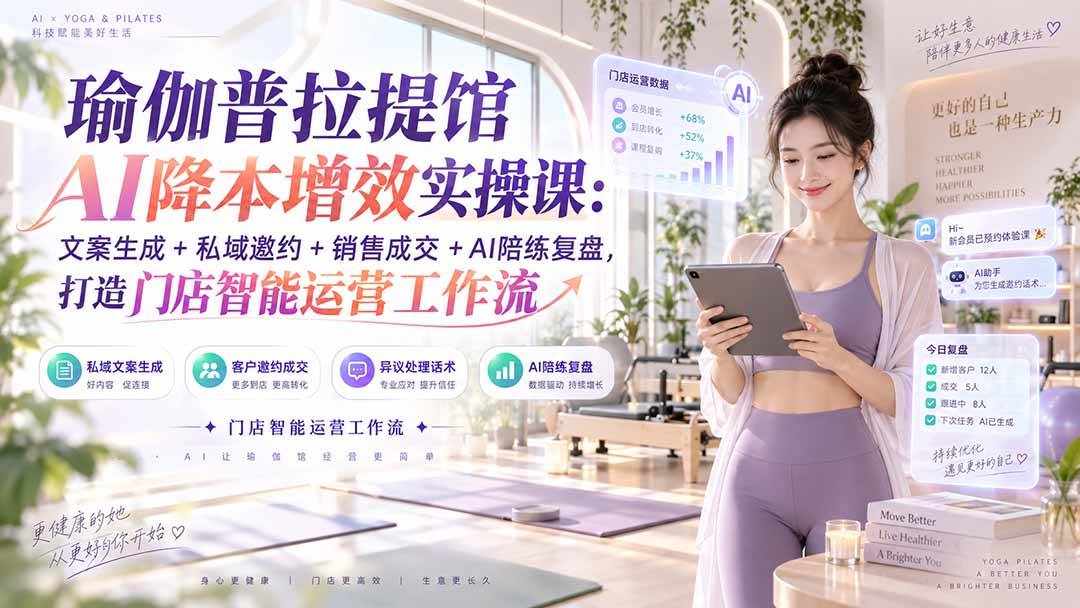 （20340期）瑜伽普拉提馆AI降本增效实操课：文案生成+私域邀约+销售成交+AI陪练复盘，打造门店智能运营工作流-龙部落