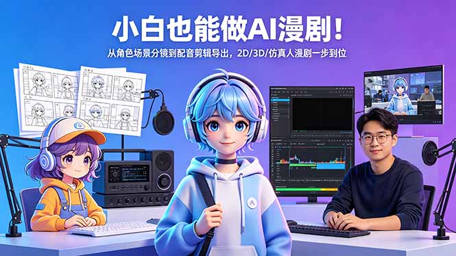 小白也能做AI漫剧！从角色场景分镜到配音剪辑导出，2D/3D/仿真人漫剧一步到位-龙部落