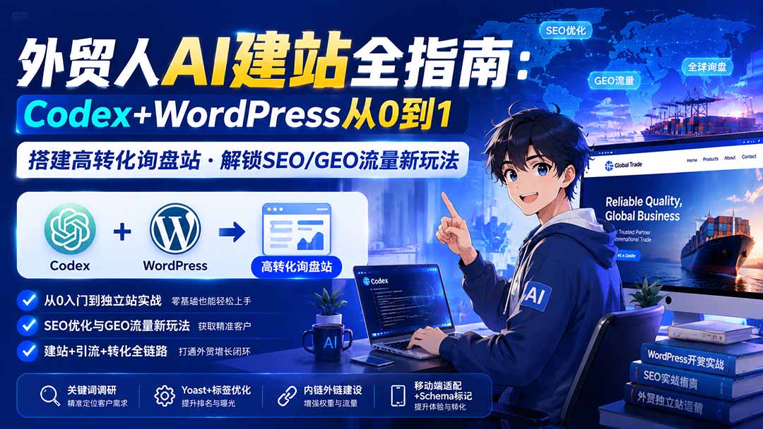 外贸人AI建站全指南：Codex+WordPress从0到1·搭建高转化询盘站·解锁SEO/GEO流量新玩法-更新-龙部落