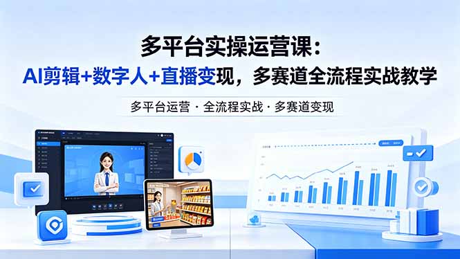 某团队多平台实操运营课-更新26年4月20：AI剪辑+数字人+直播变现，多赛道全流程实战教学-龙部落
