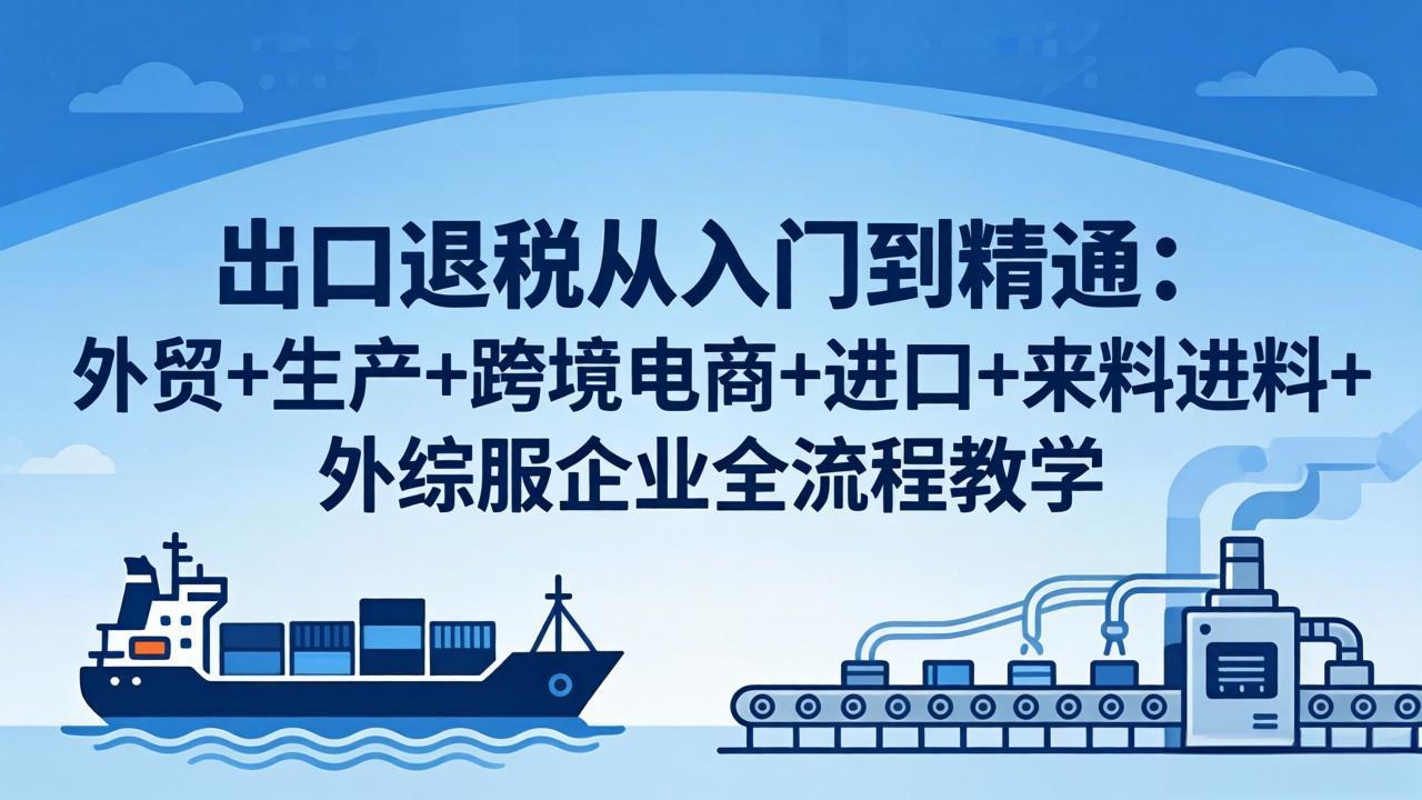出口退税从入门到精通：外贸+生产+跨境电商+进口+来料进料+外综服企业全流程教学-龙部落