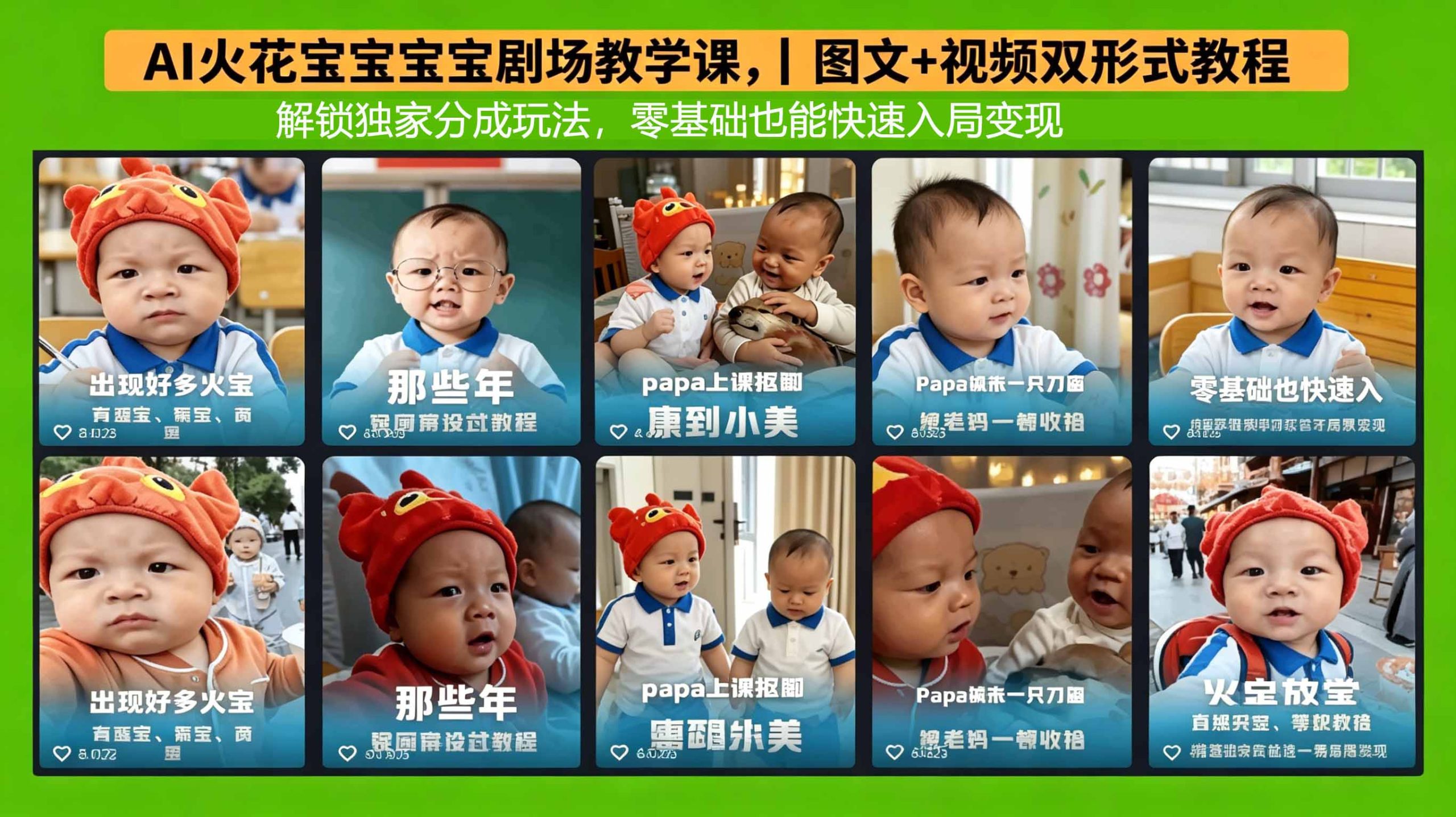 AI火花宝宝宝宝剧场教学课，图文+视频双形式教程，解锁独家分成玩法，零基础也能快速入局变现-龙部落