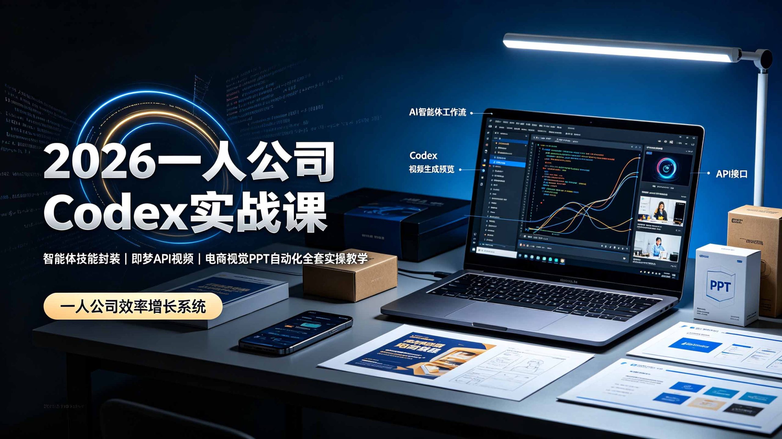 2026一人公司Codex实战课◆智能体技能封装|即梦API视频|电商视觉PPT自动化全套实操教学-龙部落