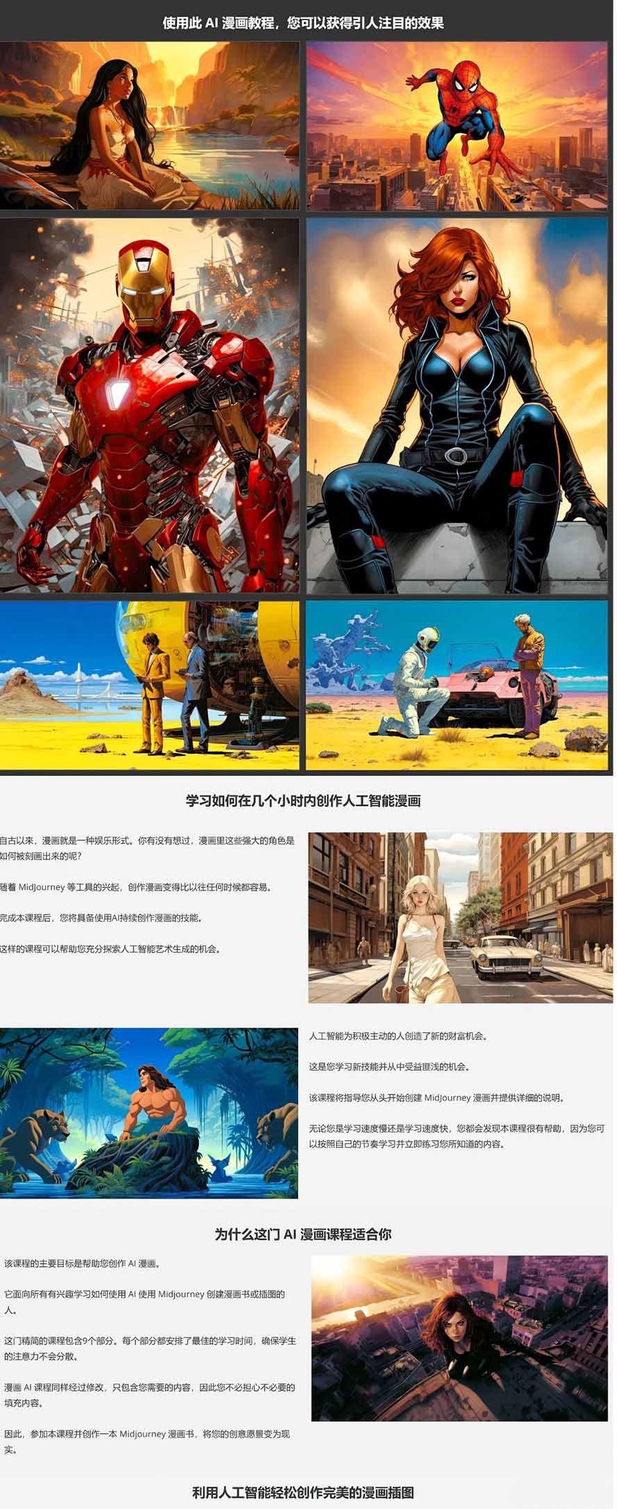 Midjourney AI漫画创作课,脚本构思、人物设计、排版合成,零基础创作完整漫画或系列插画-龙部落