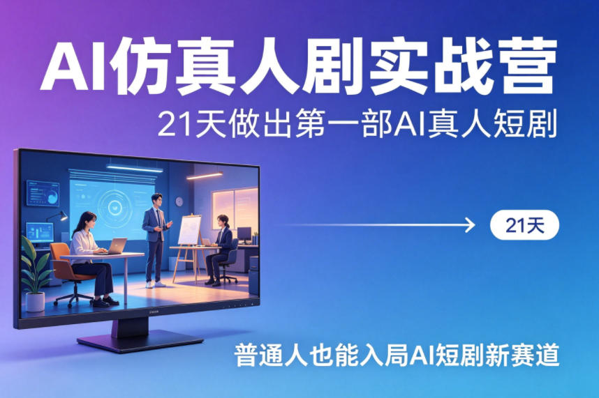 AI仿真人剧实战营,21天做出第一部AI真人短剧,普通人也能入局AI短剧新赛道-龙部落
