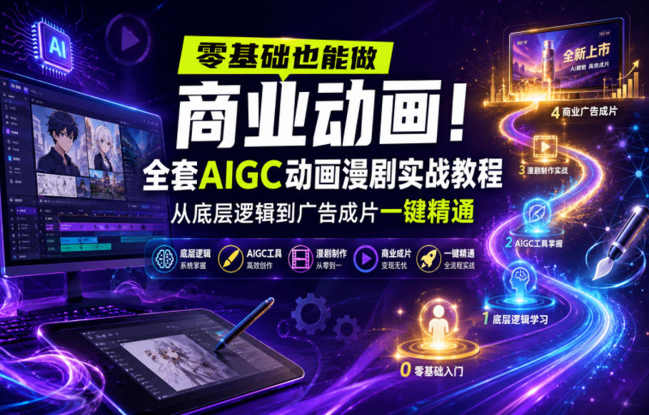 零基础也能做商业动画!全套AIGC动画漫剧实战教程,从底层逻辑到广告成片一键精通(更新0905)-龙部落
