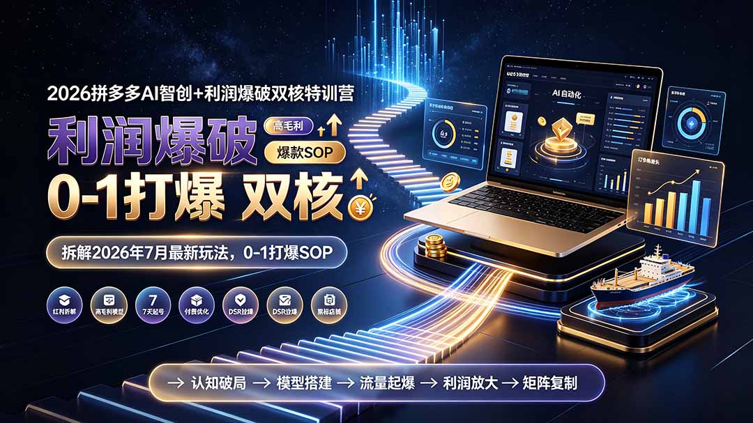 2026拼多多AI智创+利润爆破双核特训营-更新：拆解2026年7月最新玩法，0-1打爆SOP-龙部落