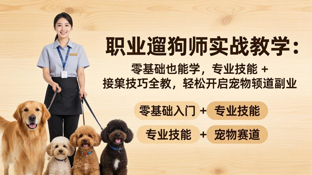 职业遛狗师实战教学：零基础也能学，专业技能 + 接单技巧全教，轻松开启宠物赛道副业-龙部落