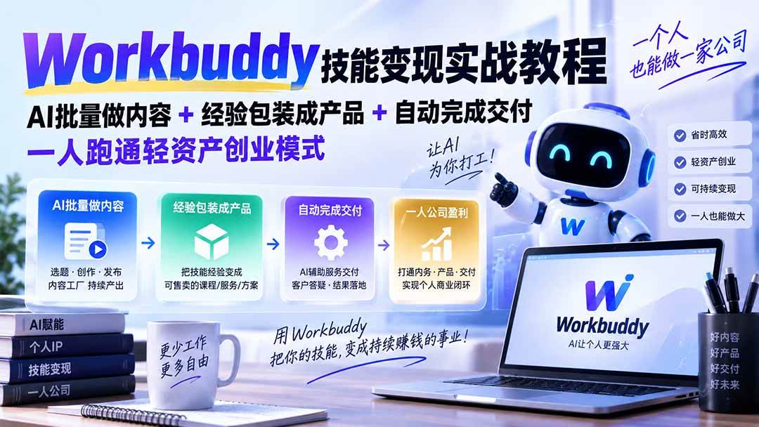 （20492期）Workbuddy技能变现实战教程：AI批量做内容+经验包装成产品+自动完成交付，一人跑通轻资产创业模式-龙部落