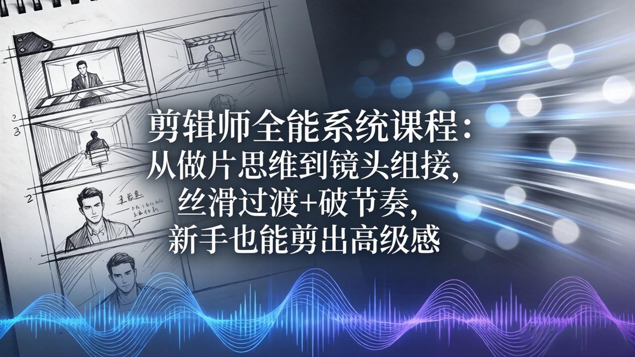 剪辑师全能系统课程：从做片思维到镜头组接，丝滑过渡+破节奏，新手也能剪出高级感-龙部落