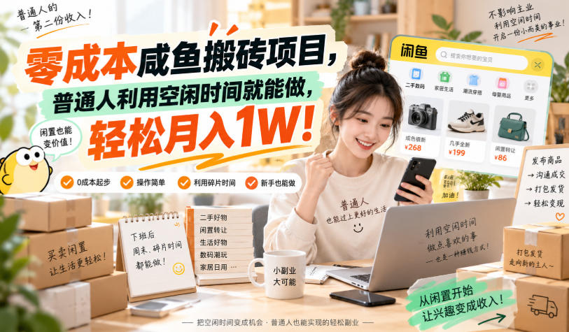 零成本咸鱼搬砖项目，普通人利用空闲时间就能做，轻松月入1W！【揭秘】-龙部落
