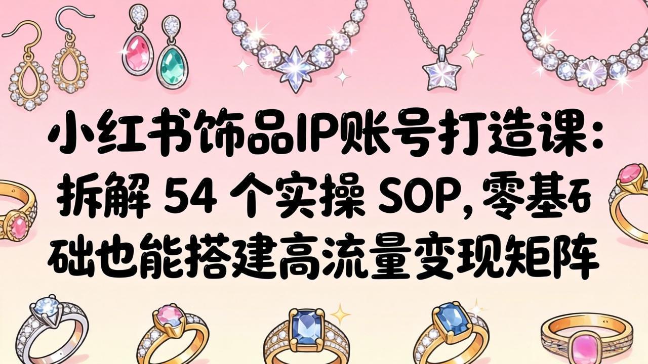 小红书饰品IP账号打造课：拆解 54 个实操 SOP，零基础也能搭建高流量变现矩阵-龙部落