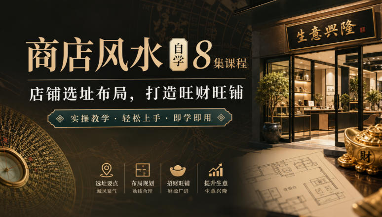 商店风水自学8集课程｜店铺选址布局，打造旺财旺铺实操教学-龙部落