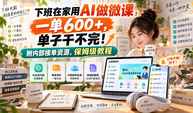 下班在家用AI做微课,一单600+,单子干不完!附内部接单资源,保姆级教程【揭秘】-龙部落