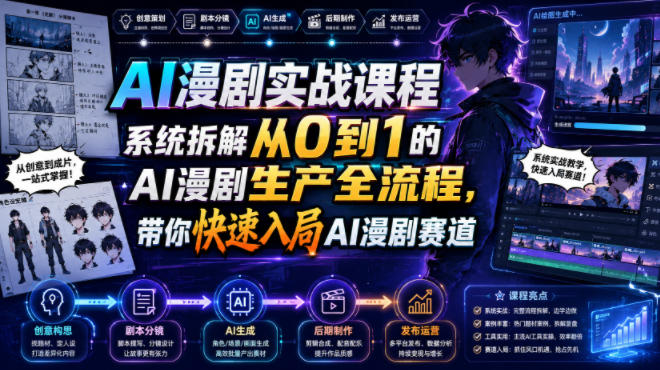 AI漫剧实战课程，系统拆解从0到1的AI漫剧生产全流程，带你快速入局AI漫剧赛道（更新）-龙部落
