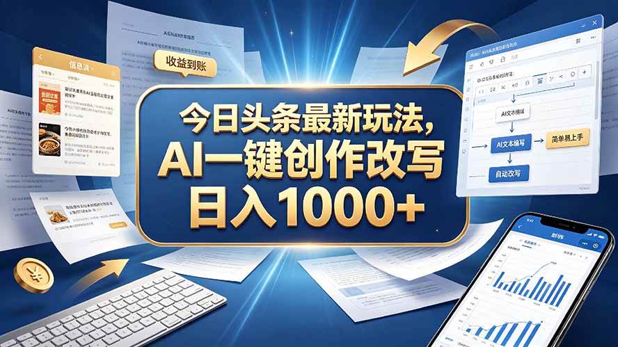 (20566期)今日头条最新玩法,AI 一键创作改写,简单易上手,轻松日入 1000 +-龙部落
