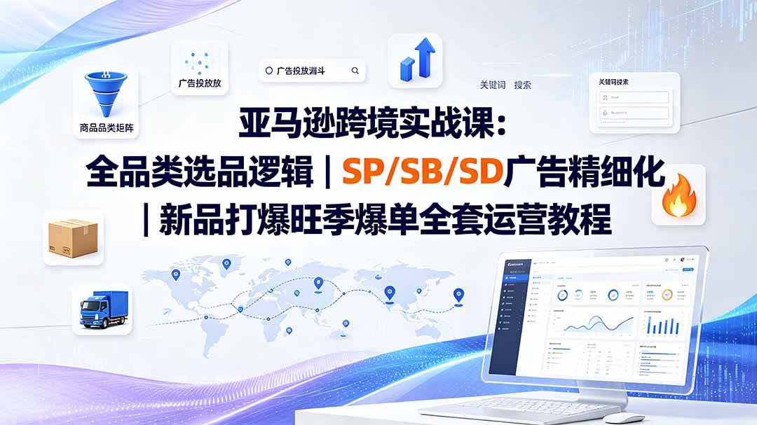 （20160期）亚马逊跨境实战课-更新8月：全品类选品逻辑｜SP/SB/SD广告精细化｜新品打爆旺季爆单全套运营教程-龙部落