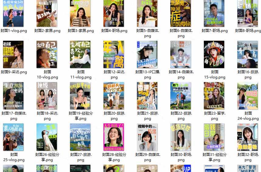 (20246期)高质量素材!200款+剪映高级美观网感封面预设,各行业通用,3s搞定超美观视频封面 爆款封面模板、-龙部落