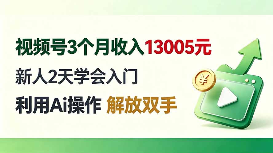 视频号3个月收入13005元， 新人2天学会入门， 利用Ai操作 解放双手！-龙部落