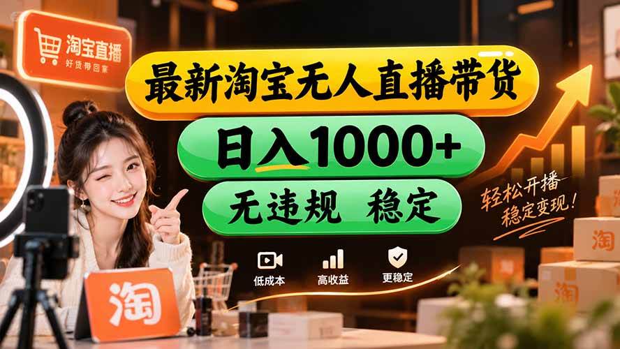 (20453期)【新技术】淘宝无人直播,独家,日入2K+,无封号,可矩阵,长期稳定-龙部落