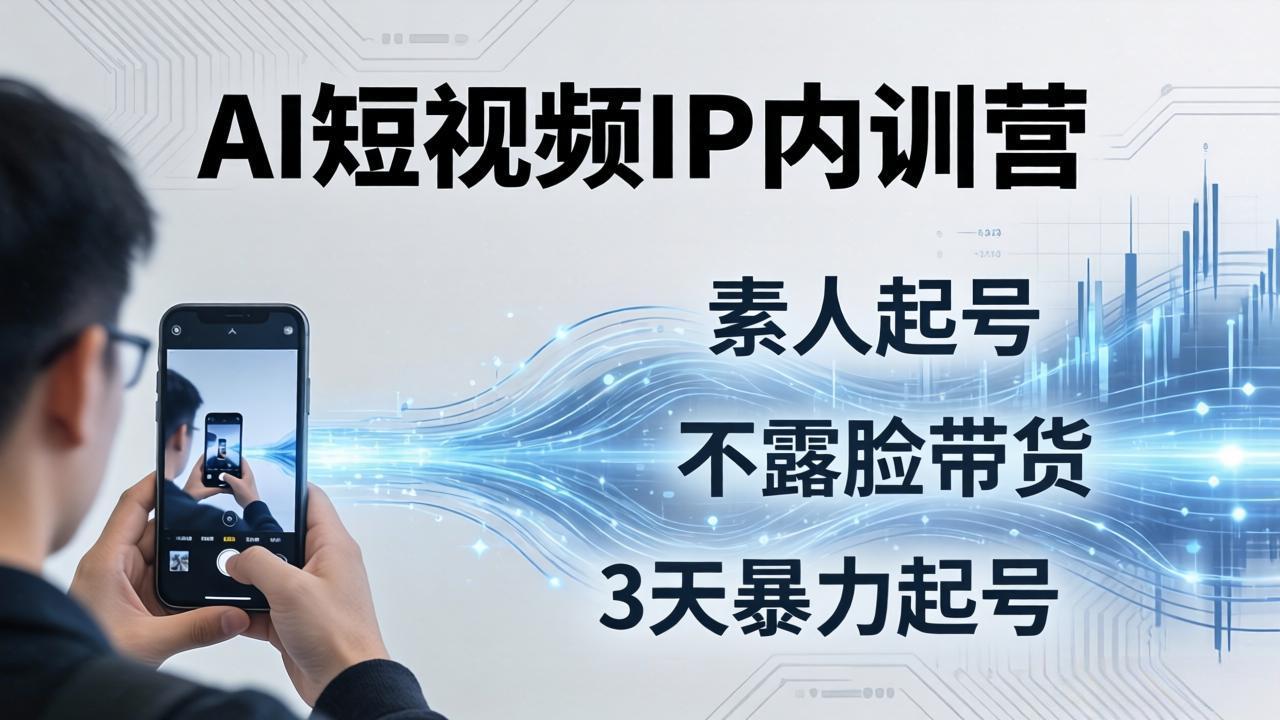 2026AI短视频IP内训营：从素人起号到不露脸带货，3天暴力起号全流程拆解-龙部落