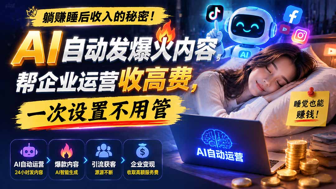 躺赚睡后收入的秘密！AI 自动发爆火内容，帮企业运营收高费，一次设置不用管【原创双语字幕】-龙部落