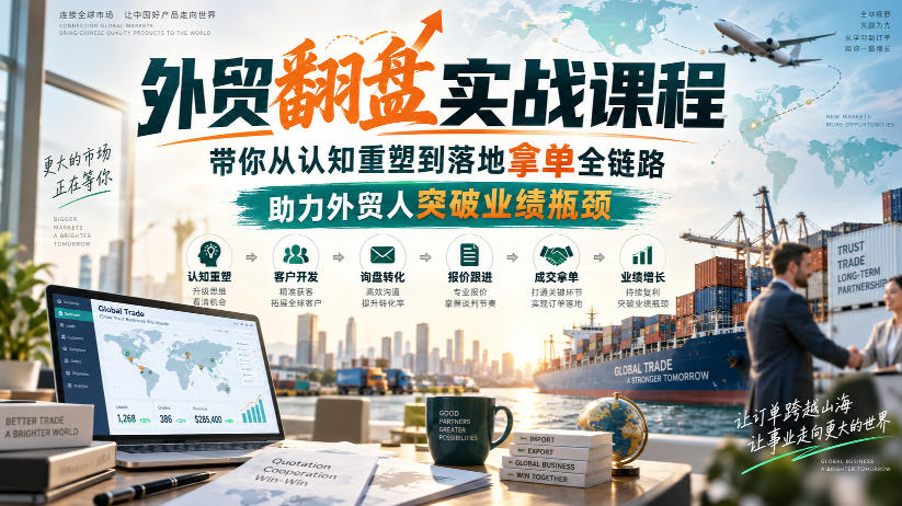 外贸翻盘实战课程，带你从认知重塑到落地拿单全链路，助力外贸人突破业绩瓶颈-龙部落