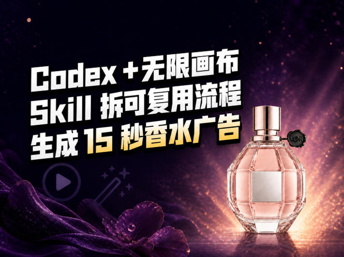 我把Amazon香水视频拆成Codex Skill:无限画布负责最后15秒-龙部落