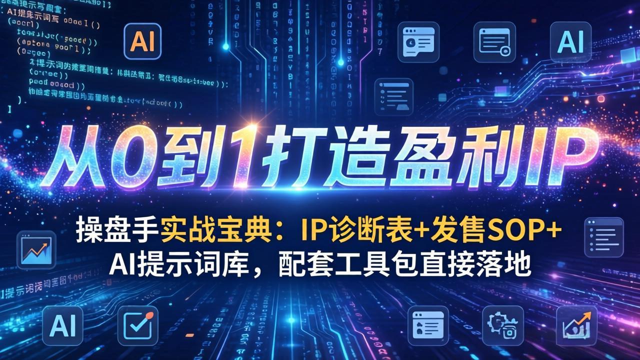 操盘手实战宝典：IP诊断表+发售SOP+AI提示词库，配套工具包直接落地，从0到1打造盈利IP-龙部落