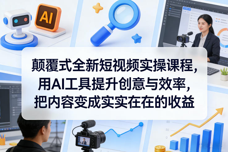 颠覆式全新短视频实操课程，用AI工具提升创意与效率，把内容变成实实在在的收益-龙部落