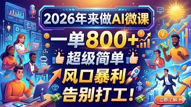 2026年来做AI微课，一单800+，超级简单，风口暴利，告别打工！-龙部落