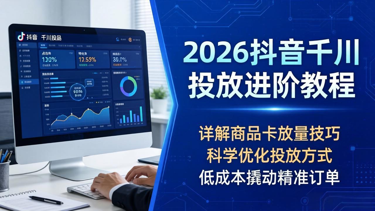 2026抖音千川投放进阶教程，详解商品卡放量技巧，科学优化投放方式，低成本撬动精准订单-龙部落
