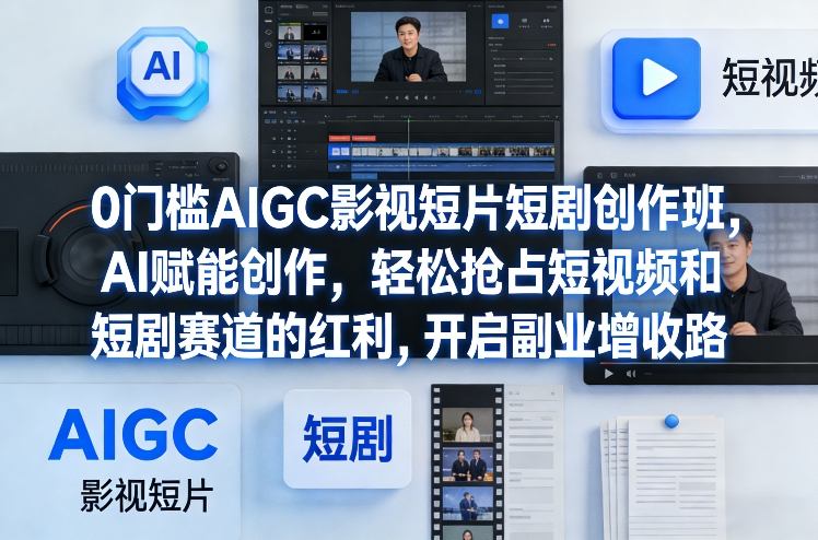 0门槛AIGC影视短片短剧创作班，AI赋能创作，轻松抢占短视频和短剧赛道的红利，开启副业增收路-龙部落